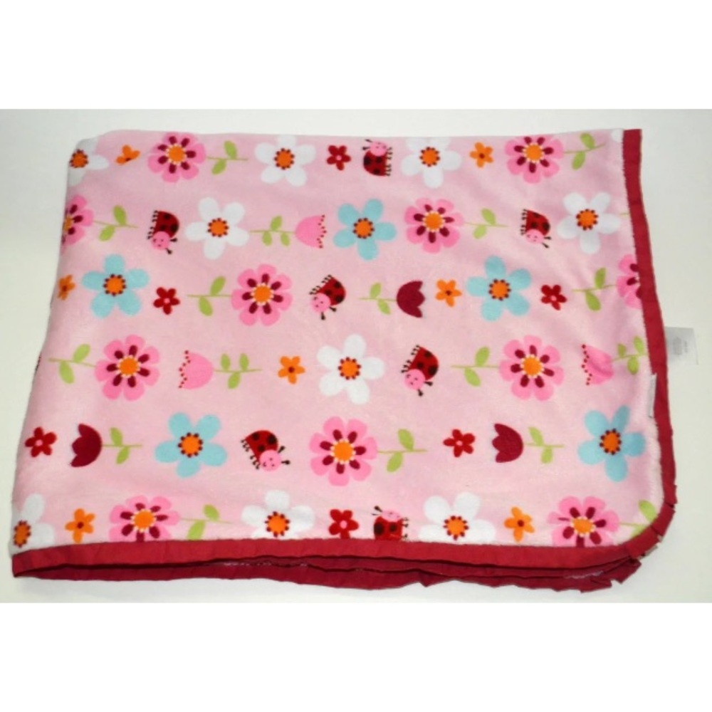 Carters Ladybug Flower Sherpa  Baby Blanket