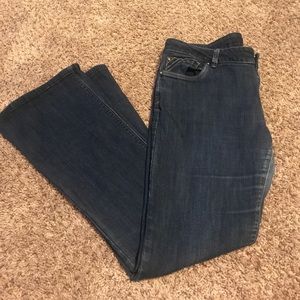 WHBM size 12S dark jeans skinny flair