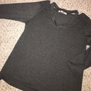 Never worn gray 3/4 sleeve with cut outs.