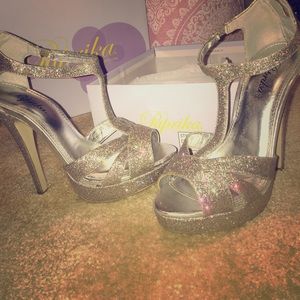 Ladies multi glitter high heels