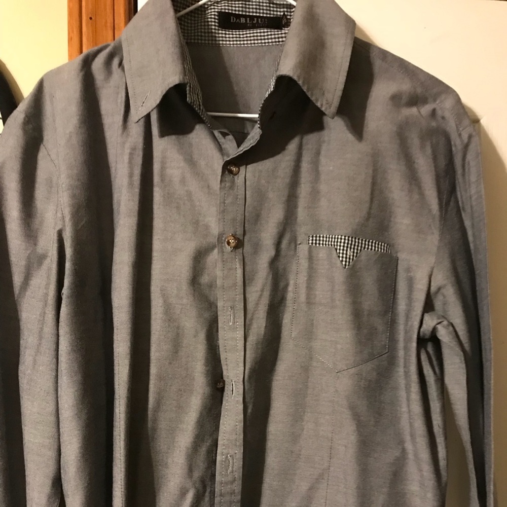 Mens Gray Long Sleeve Dress Shirt