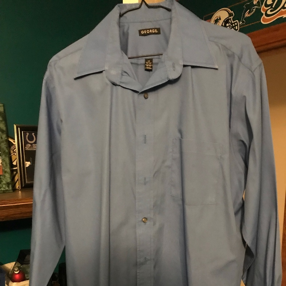 George Blue Long Sleeve Large Dress Shirt