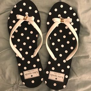Black & White Polka Dot Kate Spade Flip Flops