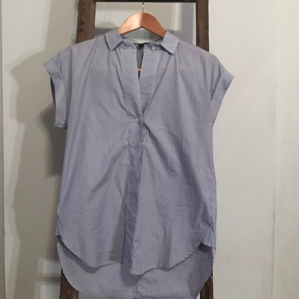 J Crew Stripe pullover with buttons