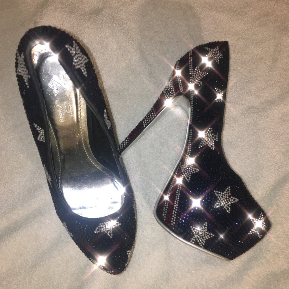 American flag 🇺🇸 crystal platform heels