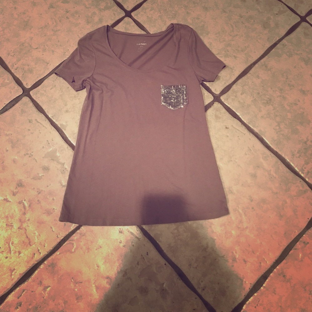 Like New Old Navy Tee with Sequin Pocket - Sz XS