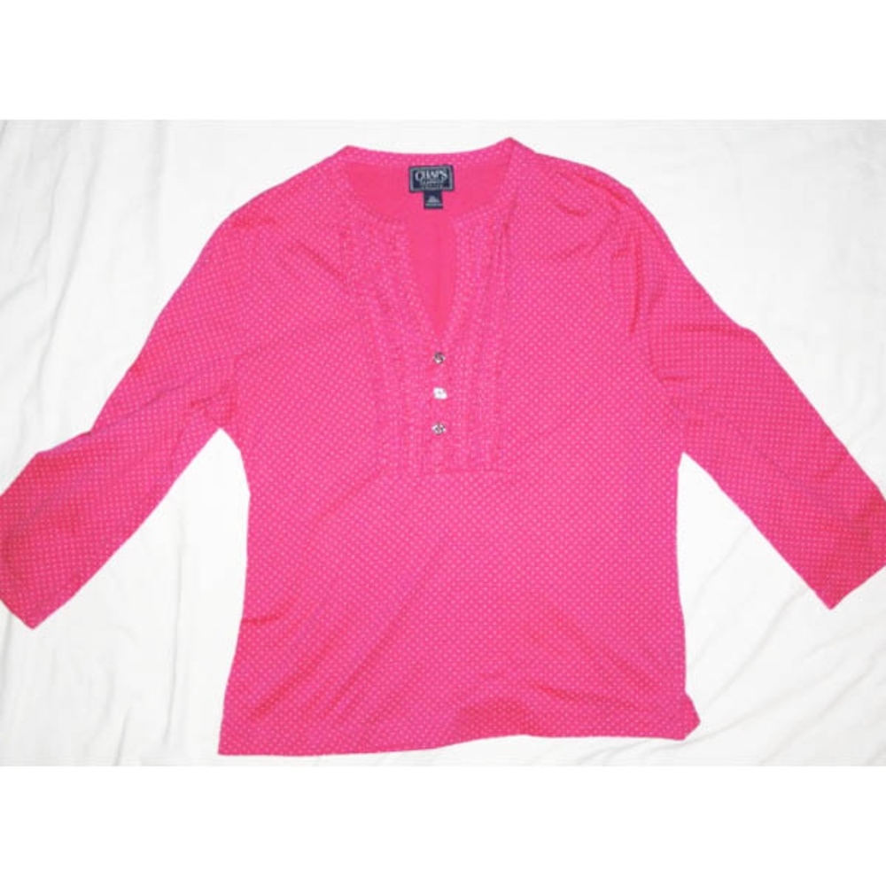 CHAPS Classic Petite Pink Top Polka Dots Sz P-LRG