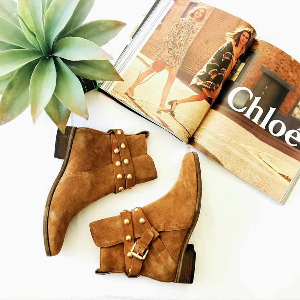 🎉🎉HP🎉🎉NWT See by Chloe gold studded booties - Picture 2 of 8