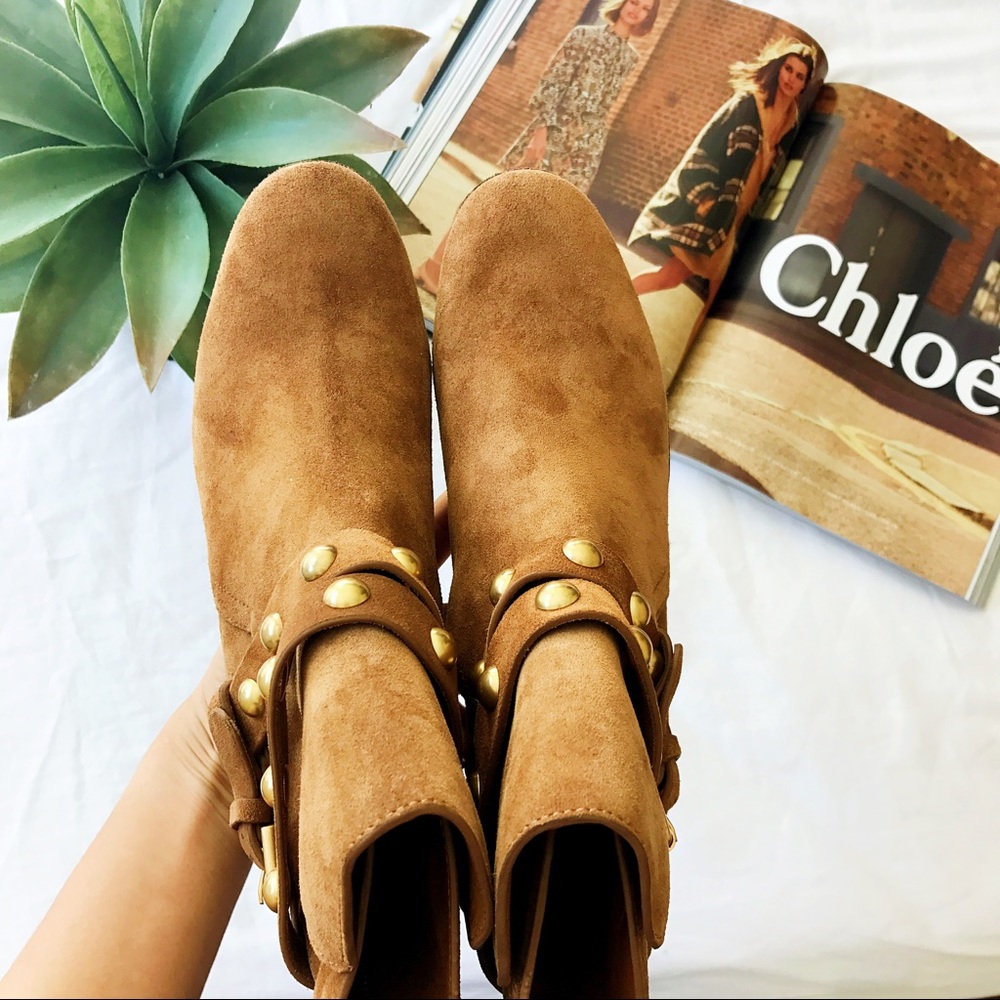 🎉🎉HP🎉🎉NWT See by Chloe gold studded booties - Picture 4 of 8
