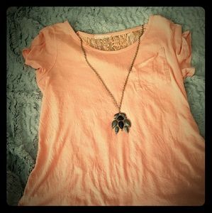 Lush brand peach lacey back t-shirt