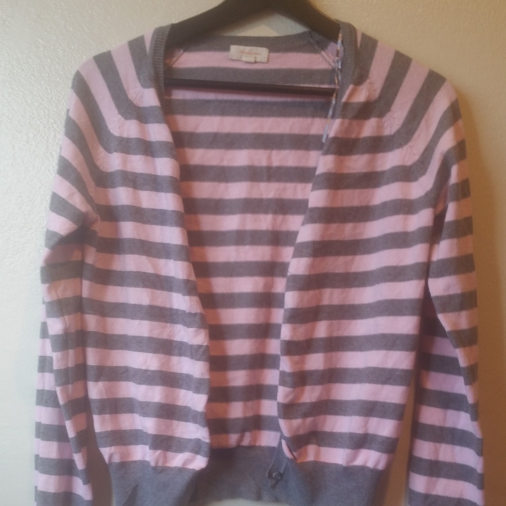 Long Sleeve Pink and Gray Cardigan