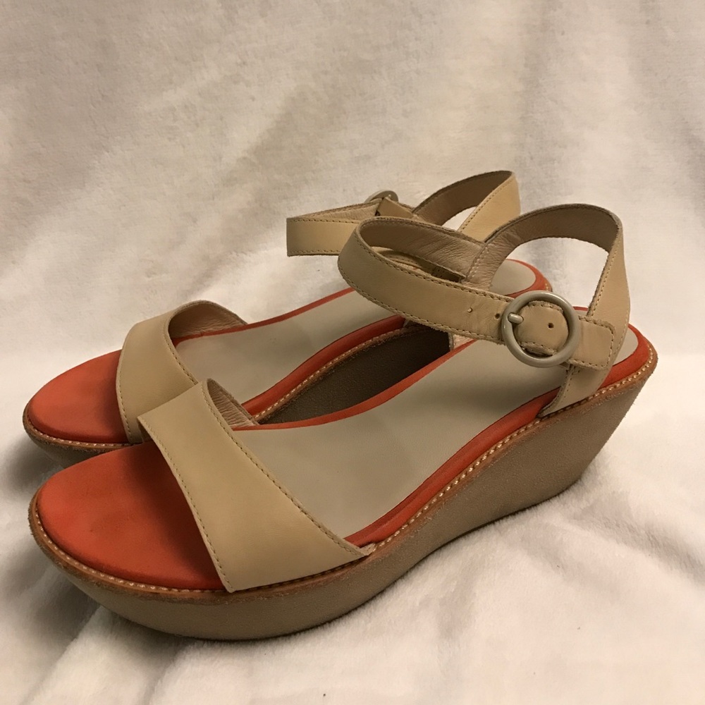 Cute Camper Cream & Coral Platform Sandals