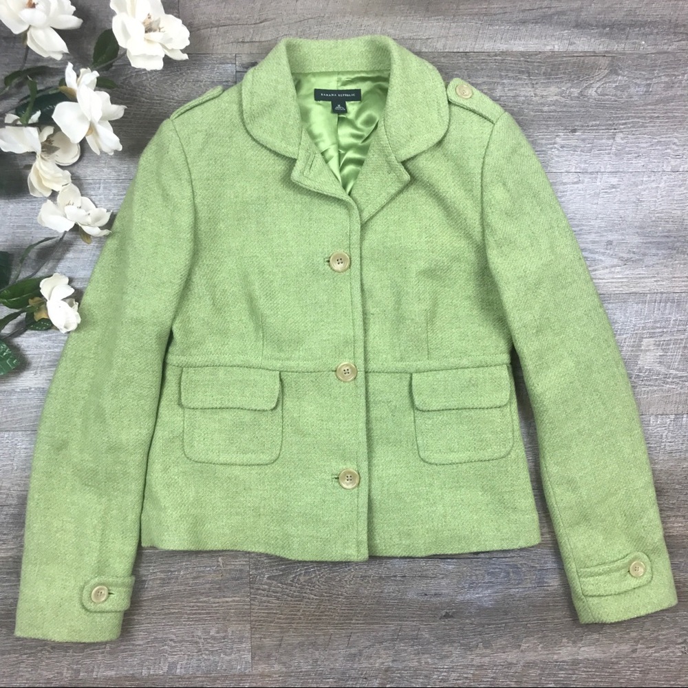 Green Banana Republic Wool Blend Pea Coat