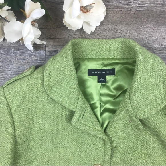 Green Banana Republic Wool Blend Pea Coat - Picture 3 of 7