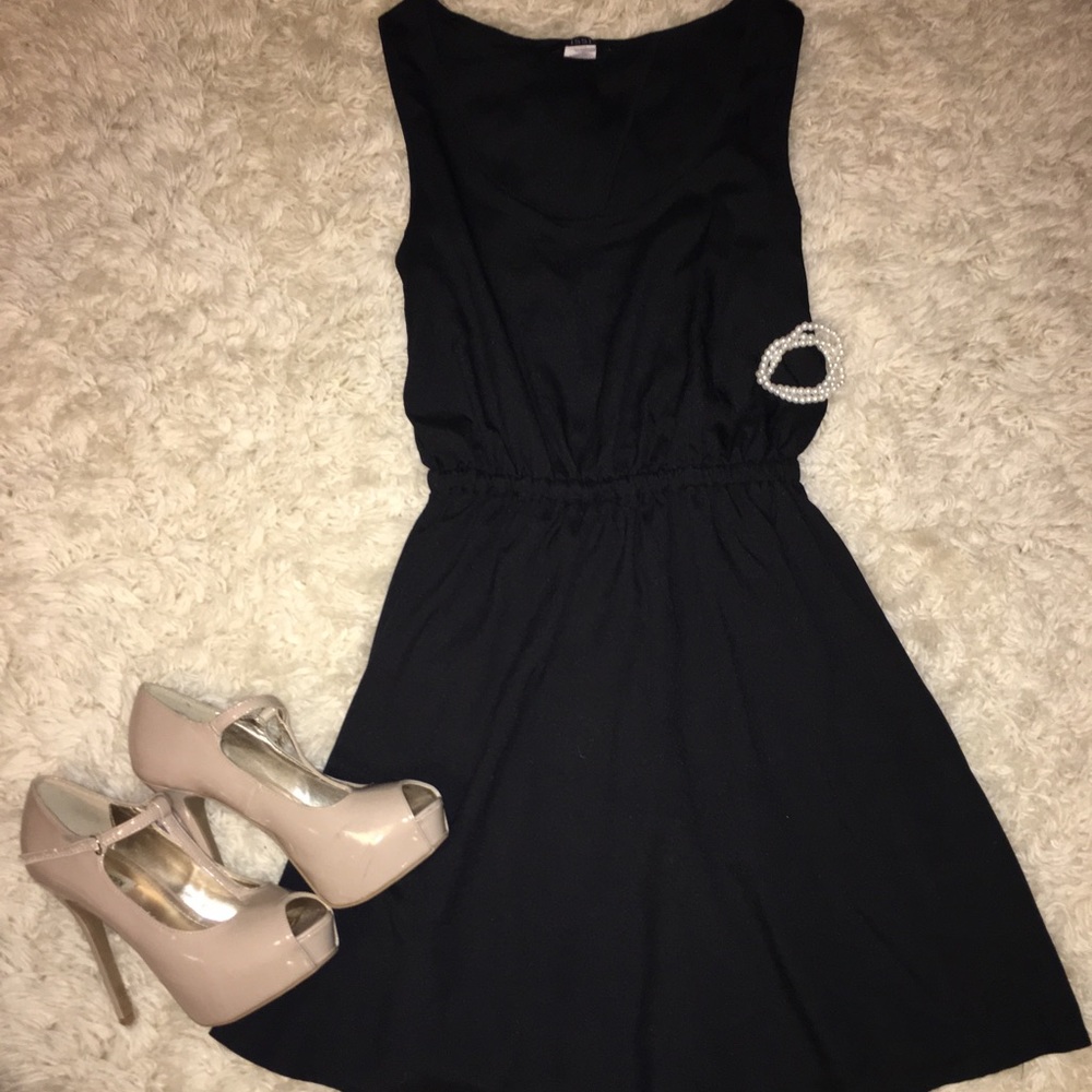 Black open back dress