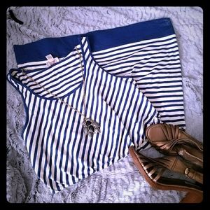 Loft elastic waist contrast stripe dress