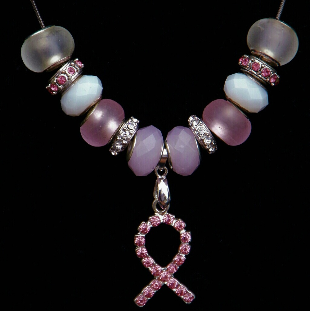 Beautiful handmade pink and white beaded necklace