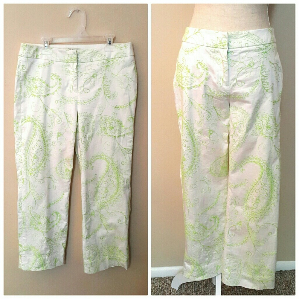 Harold's White Paisley Embroidered Ankle Pants - Picture 5 of 8