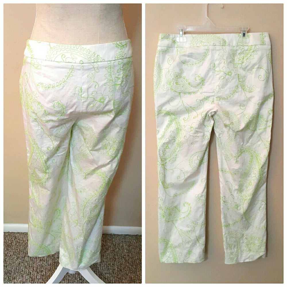 Harold's White Paisley Embroidered Ankle Pants - Picture 6 of 8
