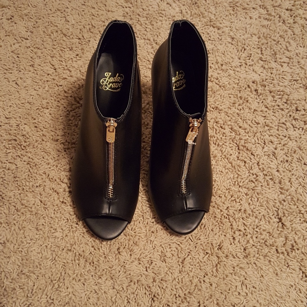 Black booties peep toe