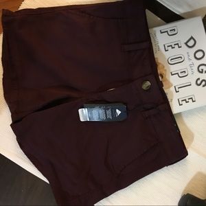 NWT AEO Twill midi shorts maroon