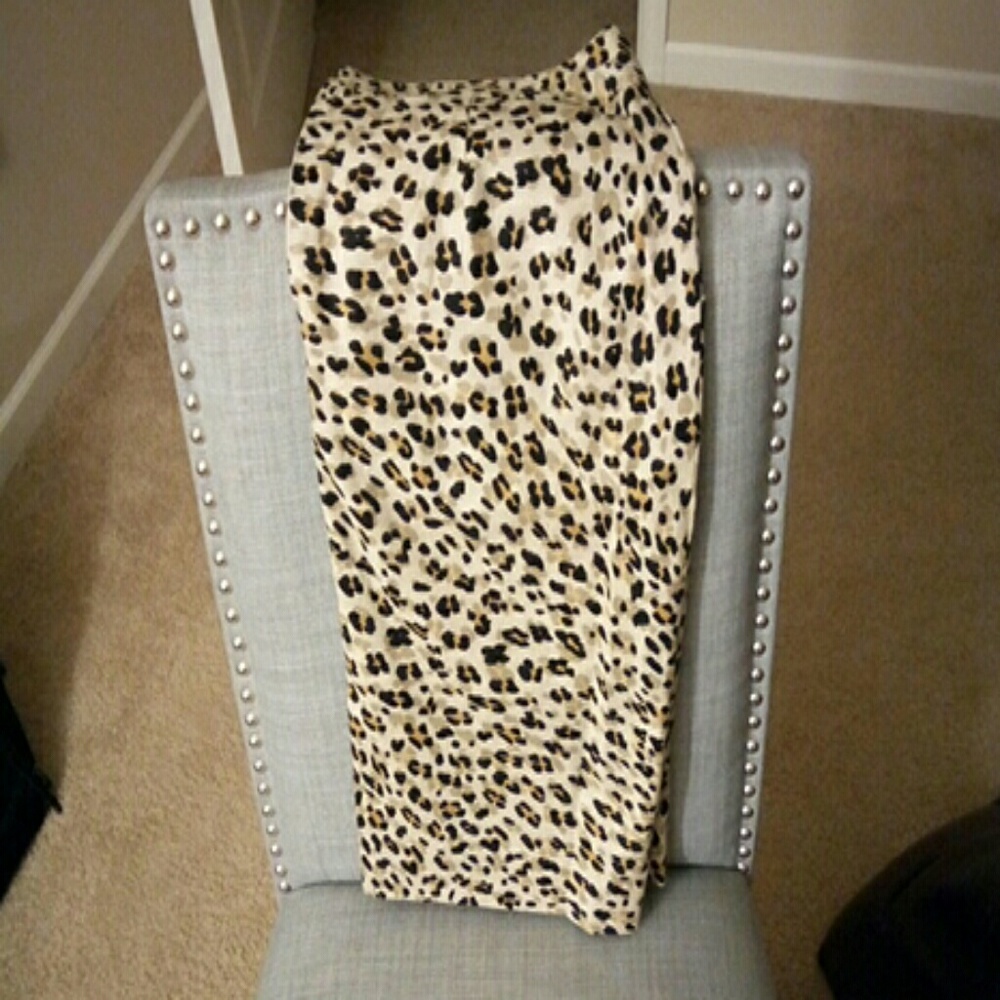 Cheetah print skirt.