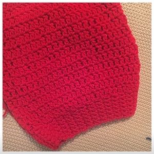 Handmade Red Double Stitch super slouch Beanie