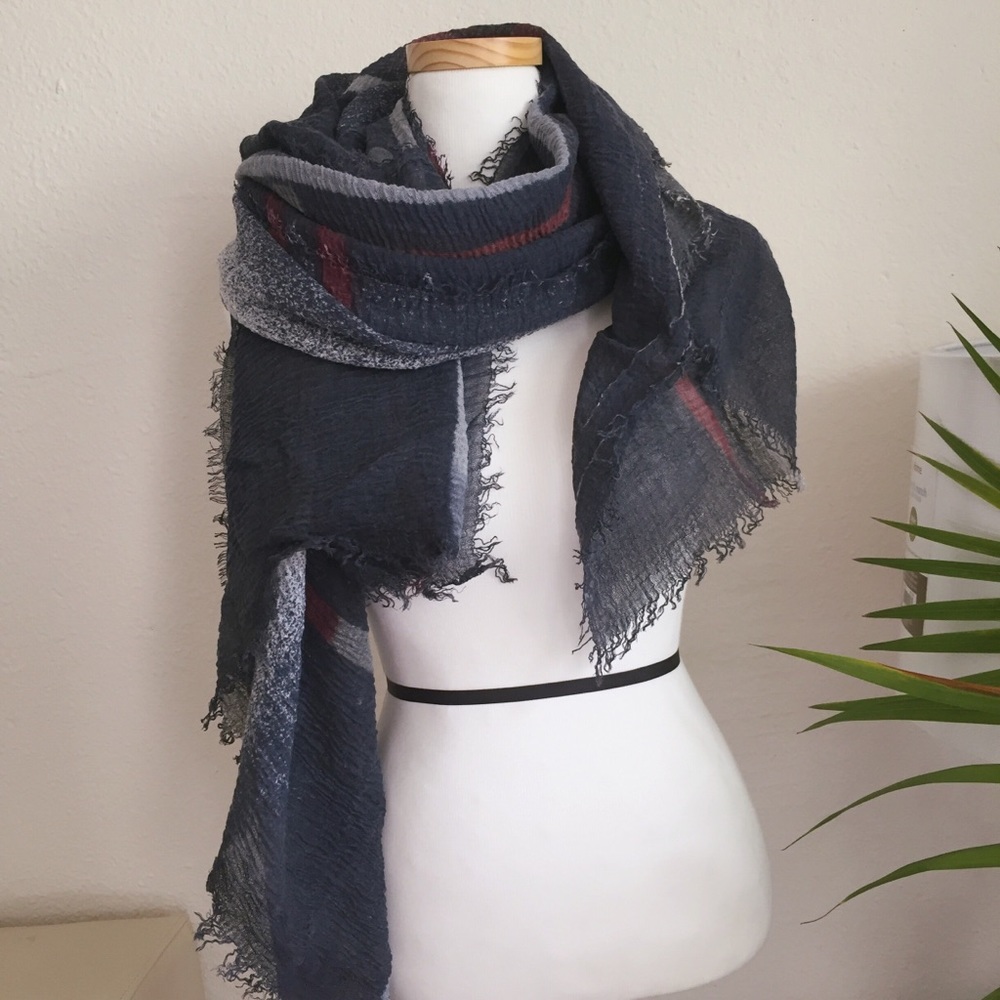 Navy Blue Scarf with Red