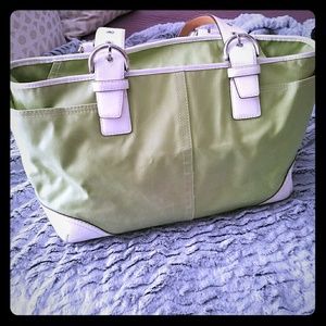 Coach bright green diaper-type bag