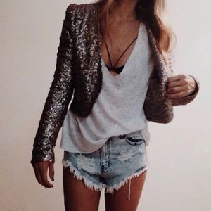 Matte Sequin Silver Jacket