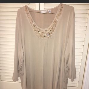 Susan graver scoop neck gems detail blouse