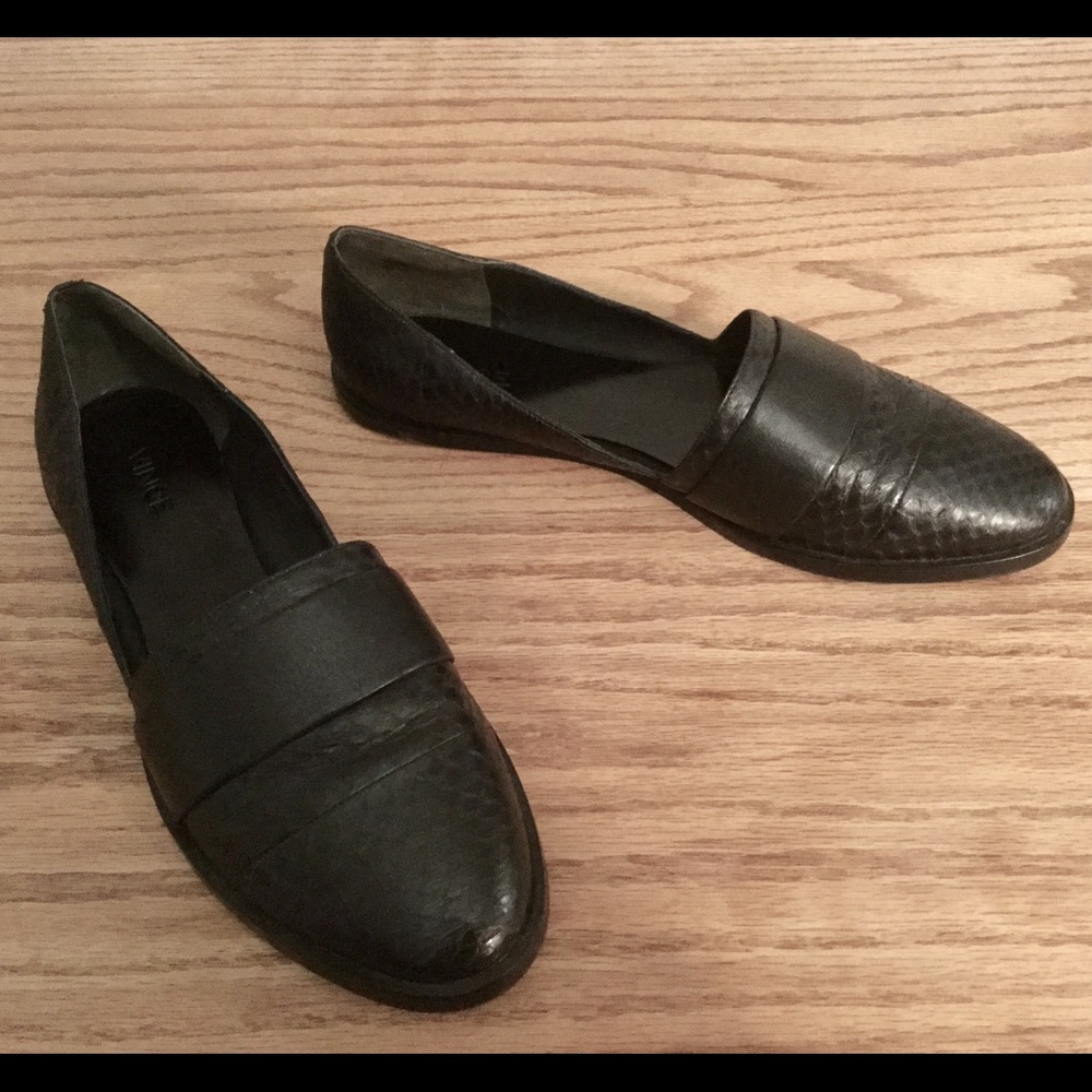 VINCE Mason Snake Embossed Leather Flats