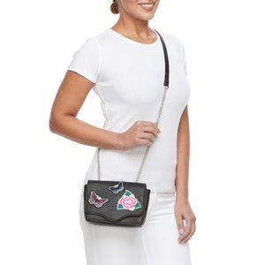 CANDIES Black Floral Butterfly Cross-body Bag