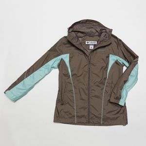 Columbia Longer Brown Rain Coat Windbreaker Size L