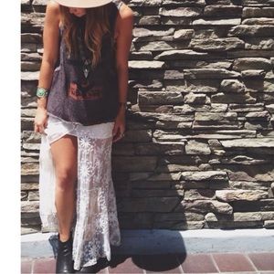 Free People White Lace Maxi Slip