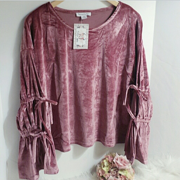 Dusty Mauve Velvet Bell Sleeve too - Picture 2 of 4