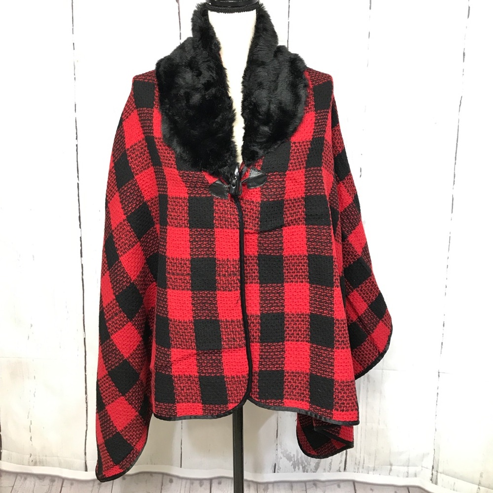 GM Fashion Black And Red One Size Poncho