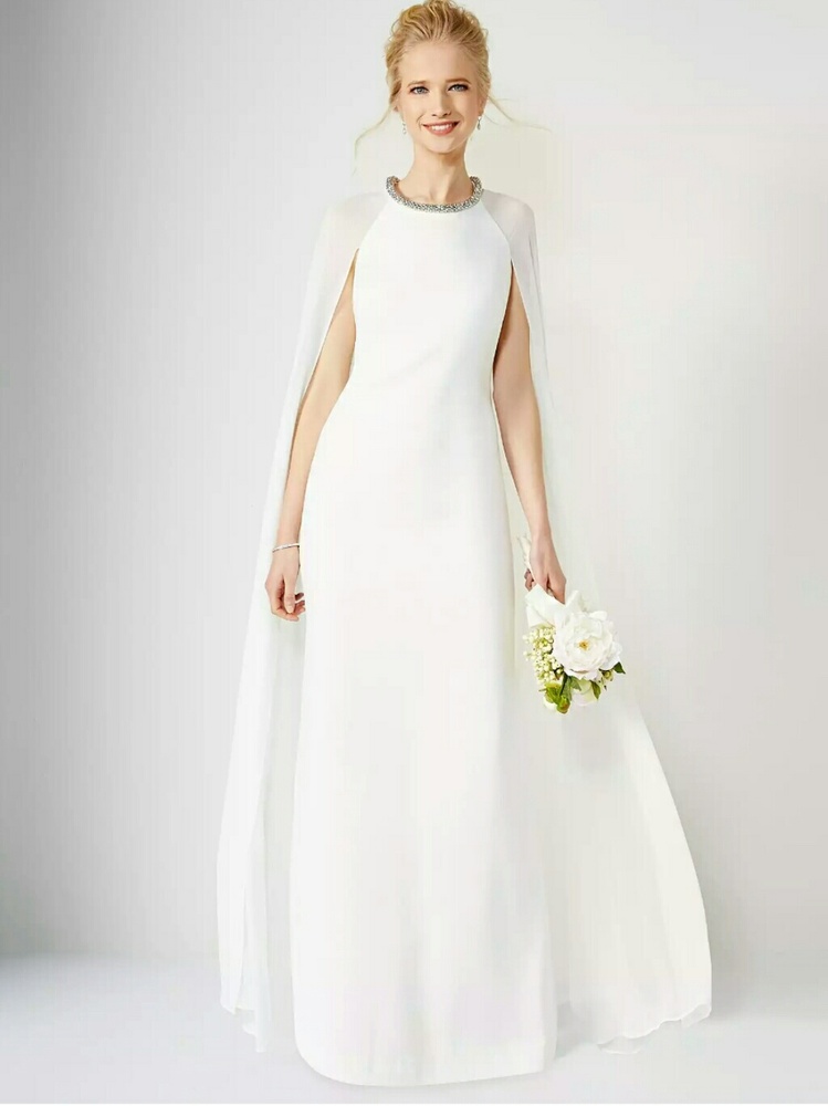 Calvin Klein Beaded Neck Chiffon Gown