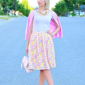 JCrew Gorgeous Pink Printed Circle Skirt Sz 12