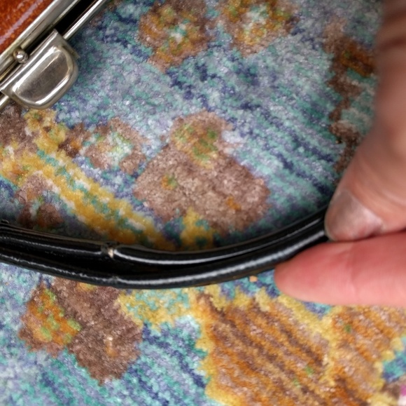 70's Black Tan/Dark Brown/Black Block Print Purse - Picture 8 of 8