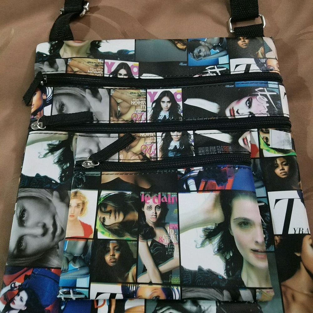 Magazine crossbody zippered bag