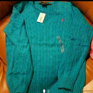 RALPH LAUREN V-NECK CABLE SWEATER NWT