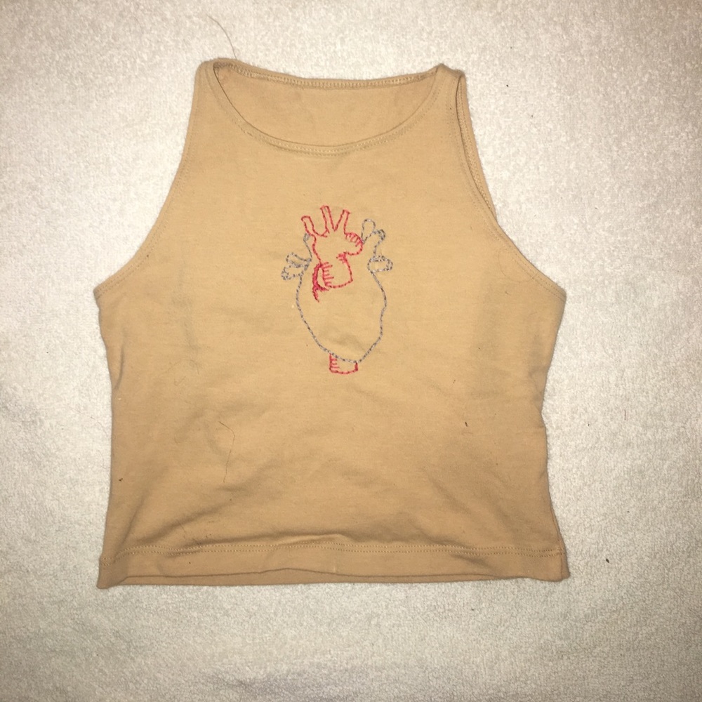 American apparel crop Top embroidery by an artist