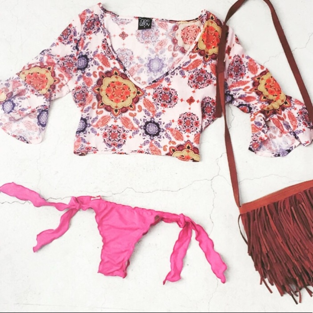 LF Flower Bell Sleeves top
