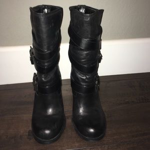 Mid calf black boots