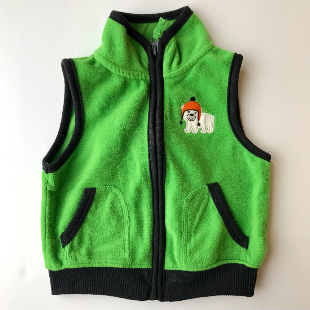 Carter's Green Fleece Vest (Boys 9 Months)