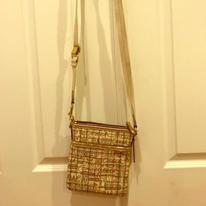 Auth. Used Coach gold trim graffiti crossbody bag