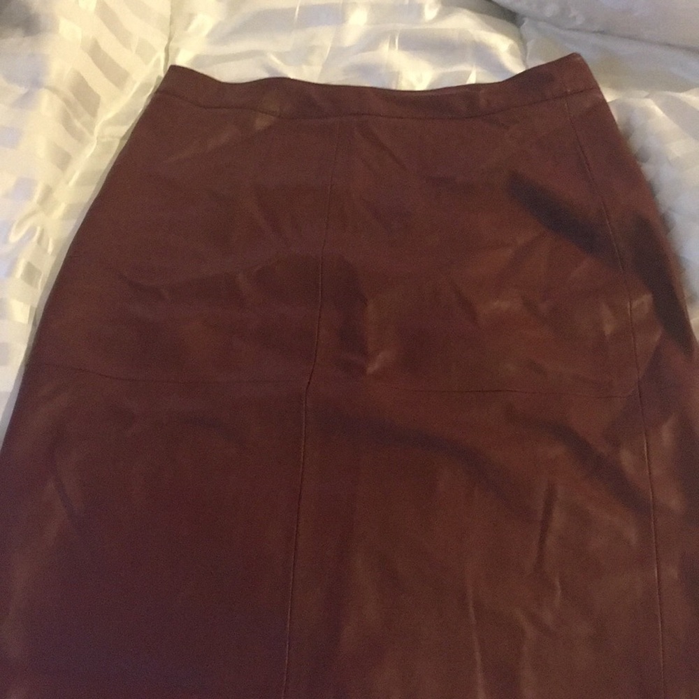 Burgundy pleather pencil skirt