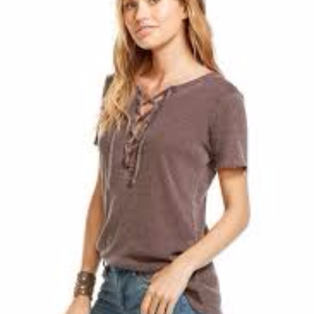 Chaser Vintage Rib Lace Hi Lo Tee