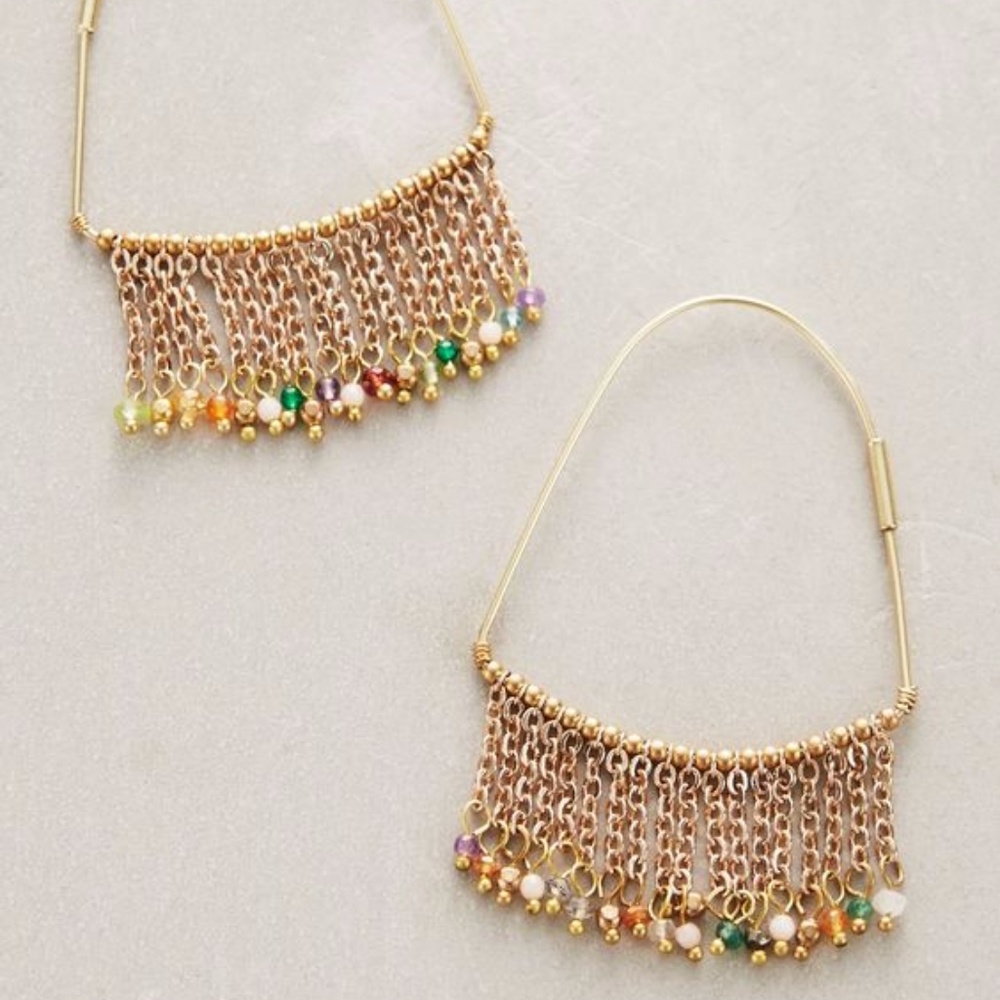 Gold Luana Fringed Hoops — Anthropologie Earrings